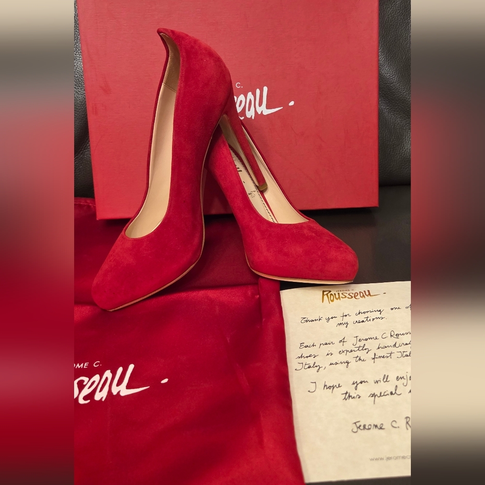 Jerome Rousseau Red Suede Suzanne Pumps Size 37
